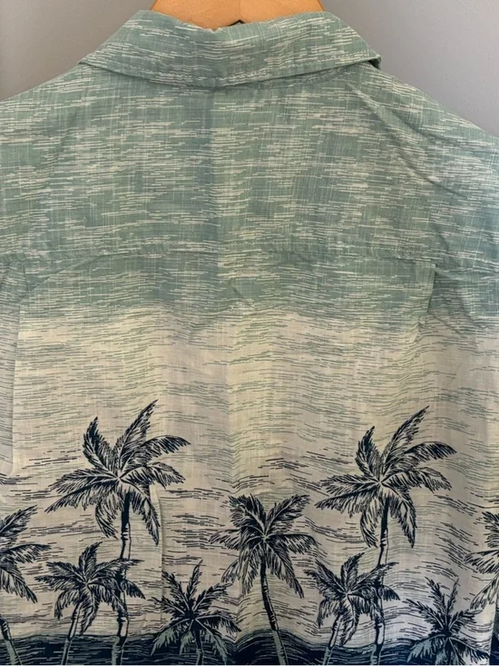 RedHead Men's Short-Sleeve Palm Print Button-Down Shirt - Teal/Blue - Picture 8 of 11